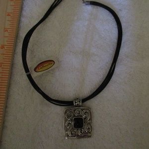 Talbot's Silver Pendant Multi Leather Necklace NWT